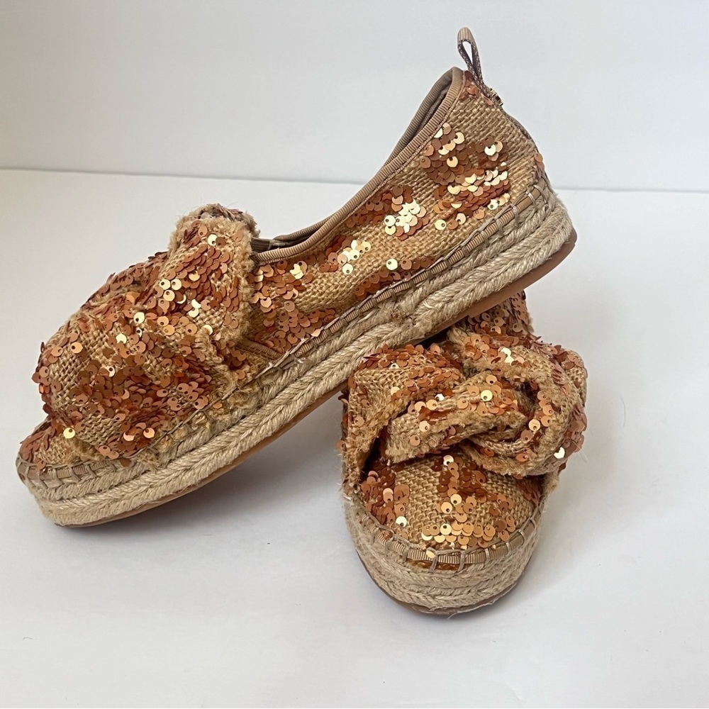 Sam Edelman Women's Cabrera Platform Burlap Gold Sequin Size 10 ⬇️ - Picture 3 of 8
